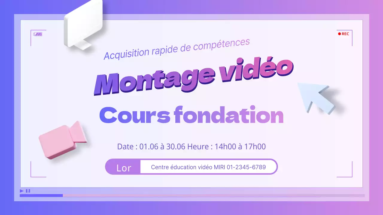 Pourpre et bleu, montage vidéo cybernétique pour promouvoir les cours d'amélioration de soi