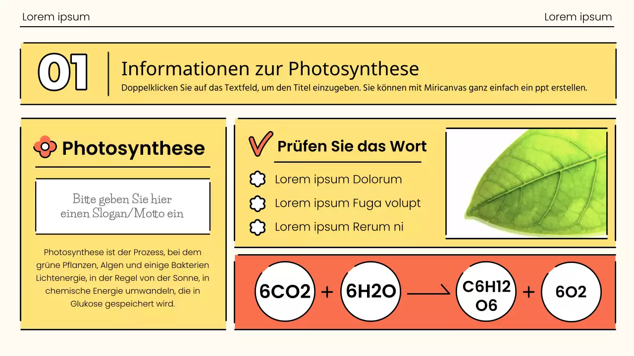 Photosynthese in einem knalligen Orange und Grün