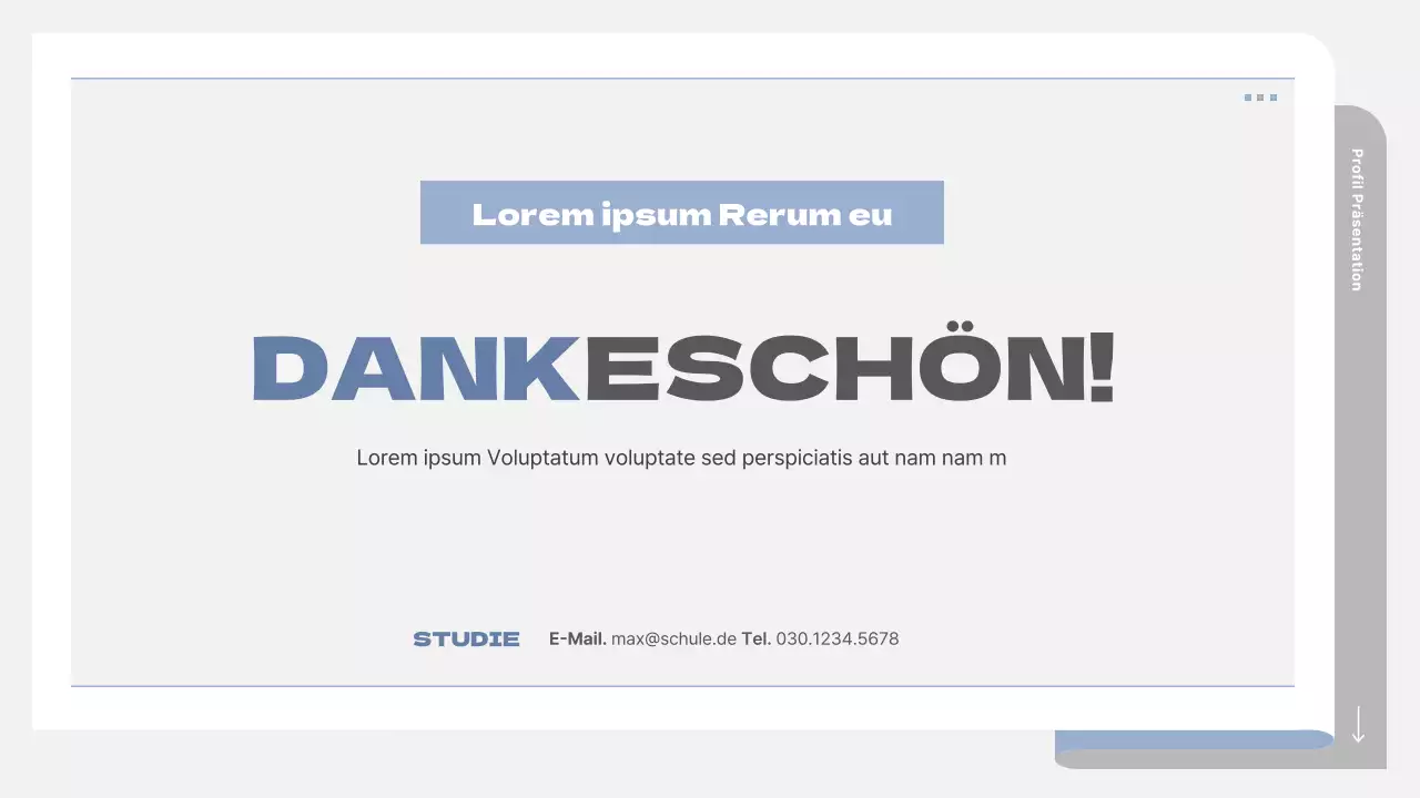 Ein einfacher Schulprospekt in Grau und Blau