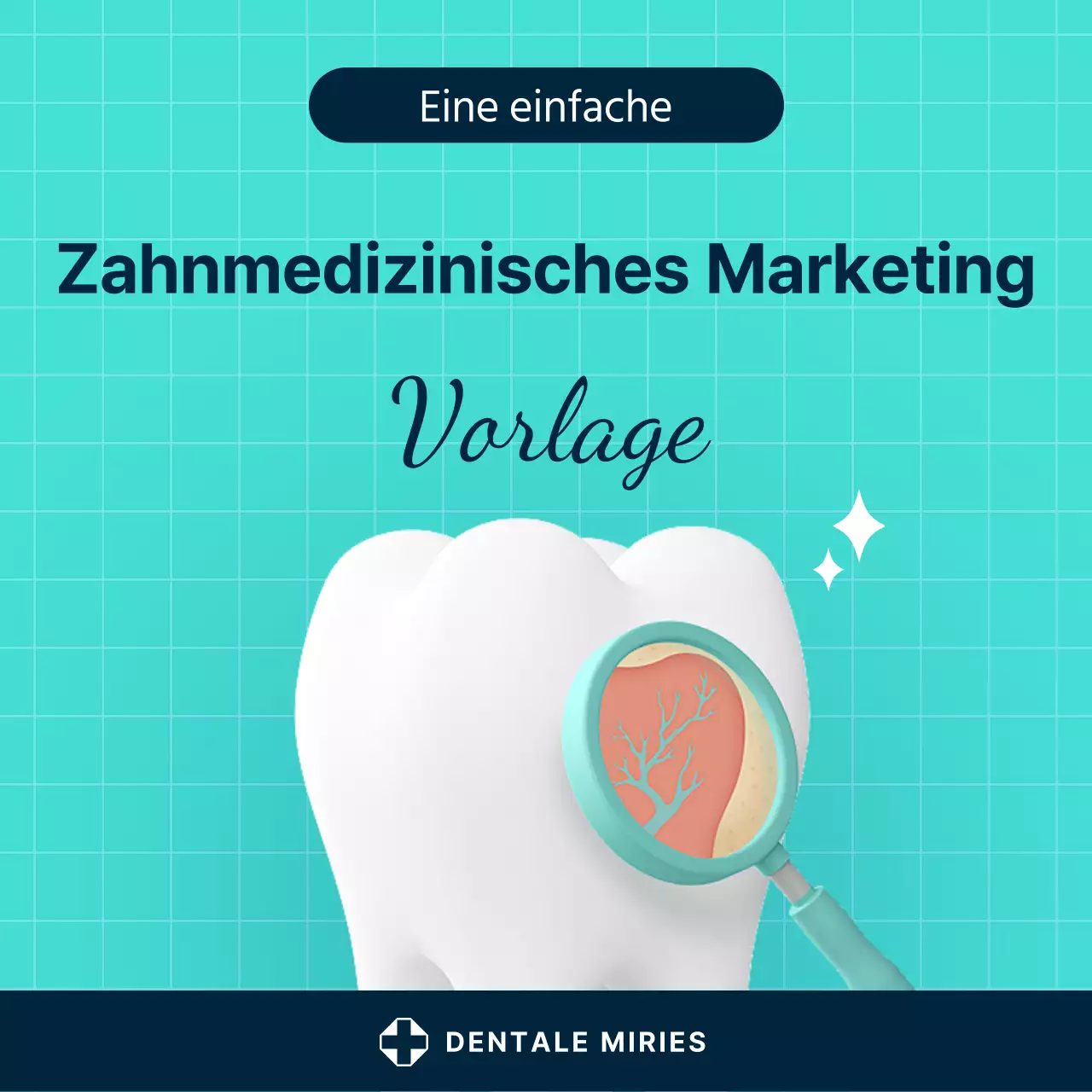 Eine einfache mintfarbene und weiße zahnmedizinische Werbesendung