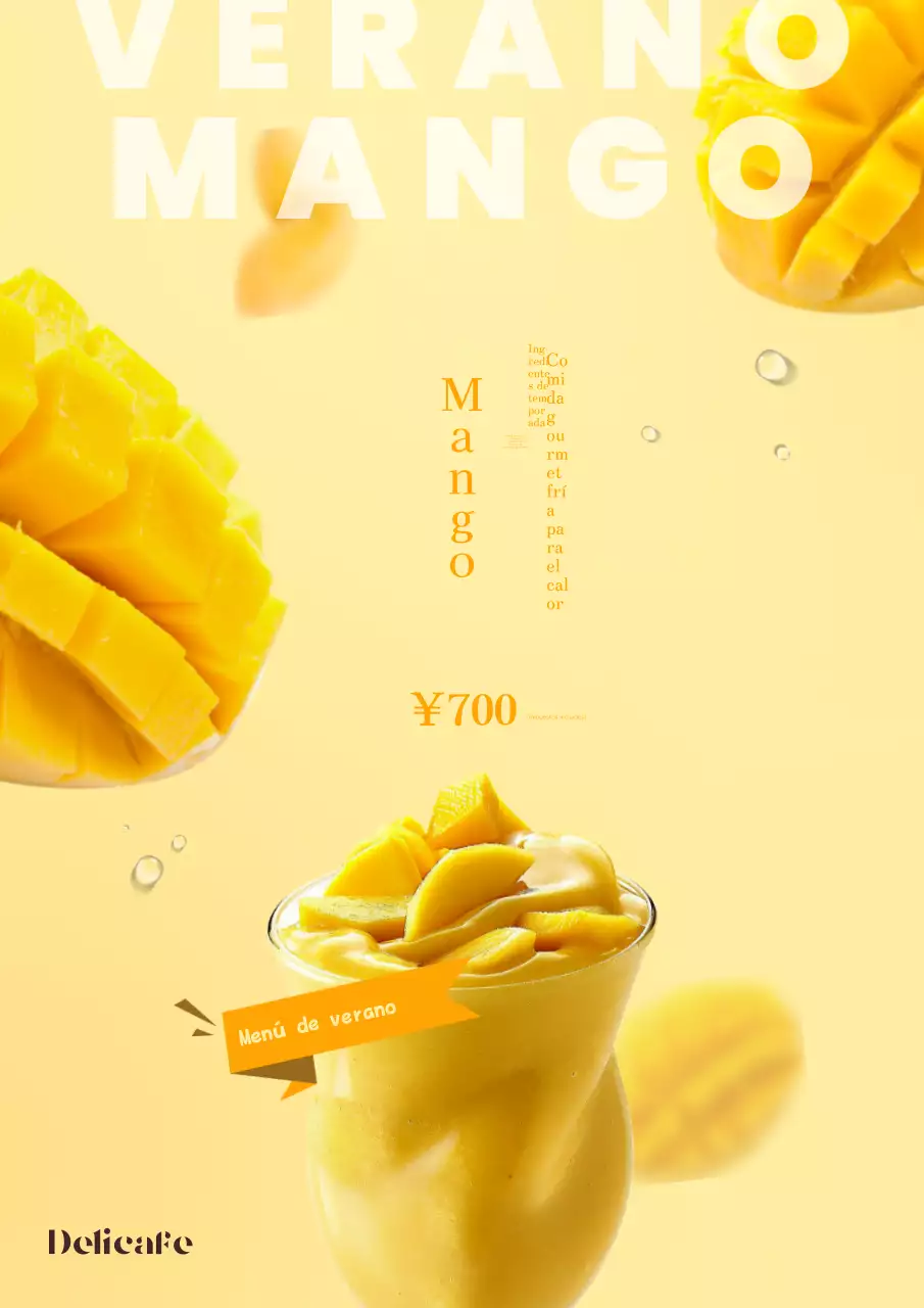 Promocione una carta de bebidas veraniegas de moda con el amarillo