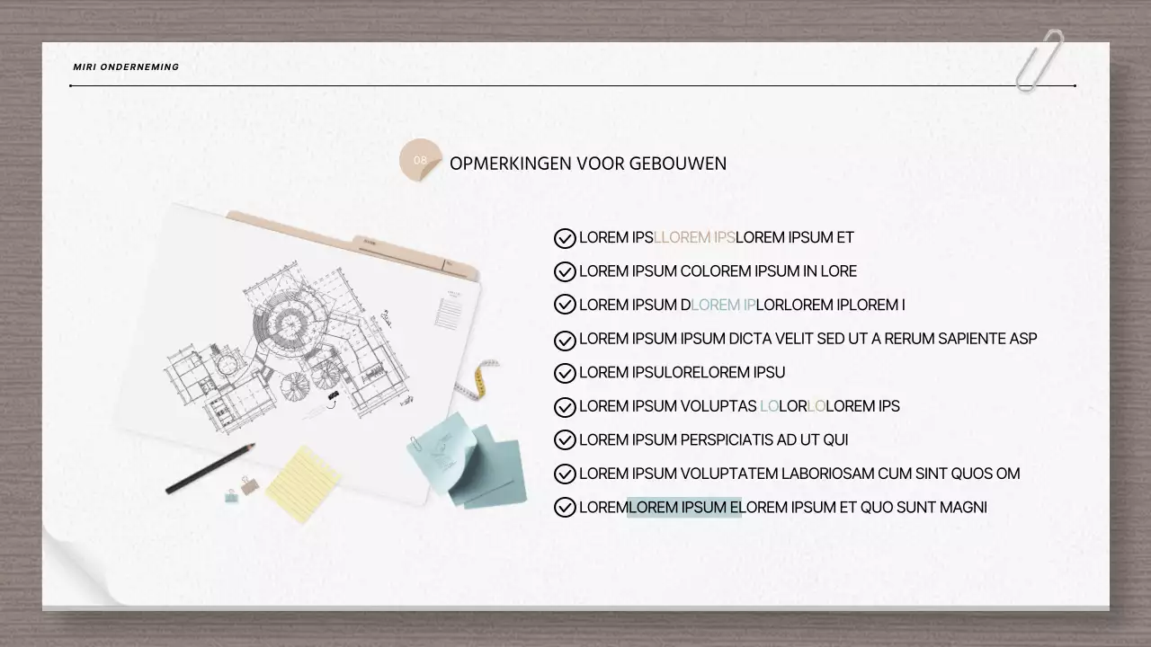 Modern architectuur- en blauwdrukrapport in beige en lichtblauw