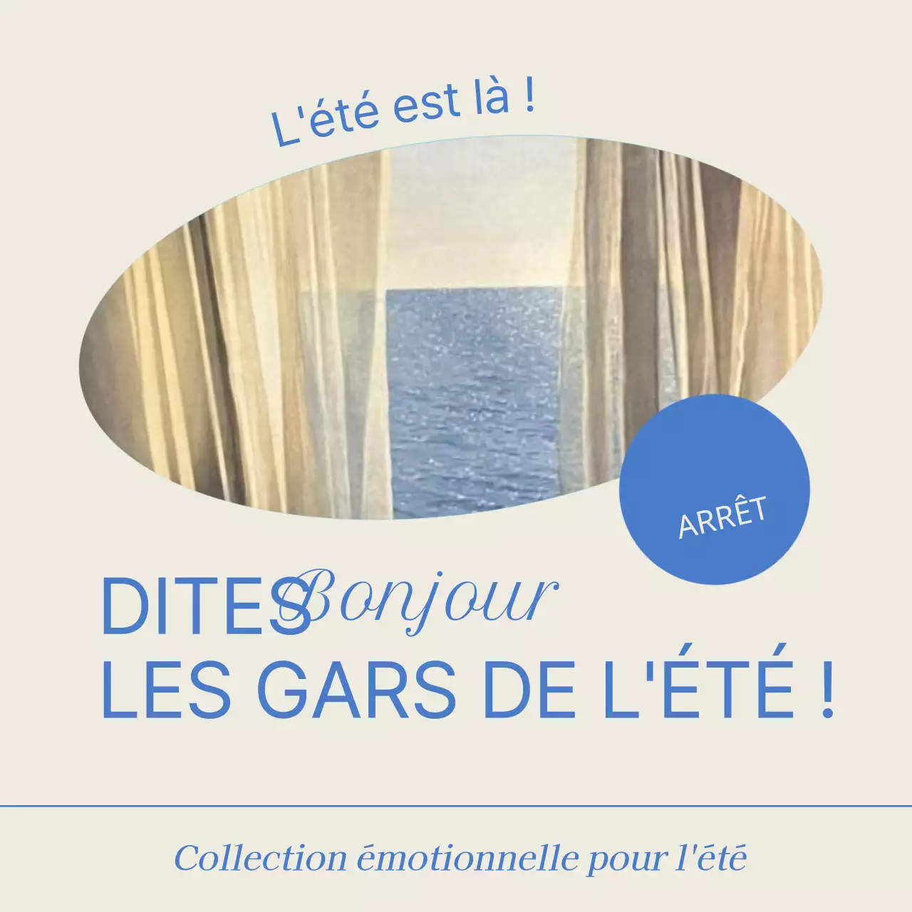 Une publicité simple pour les soldes d'été en bleu clair et bleu