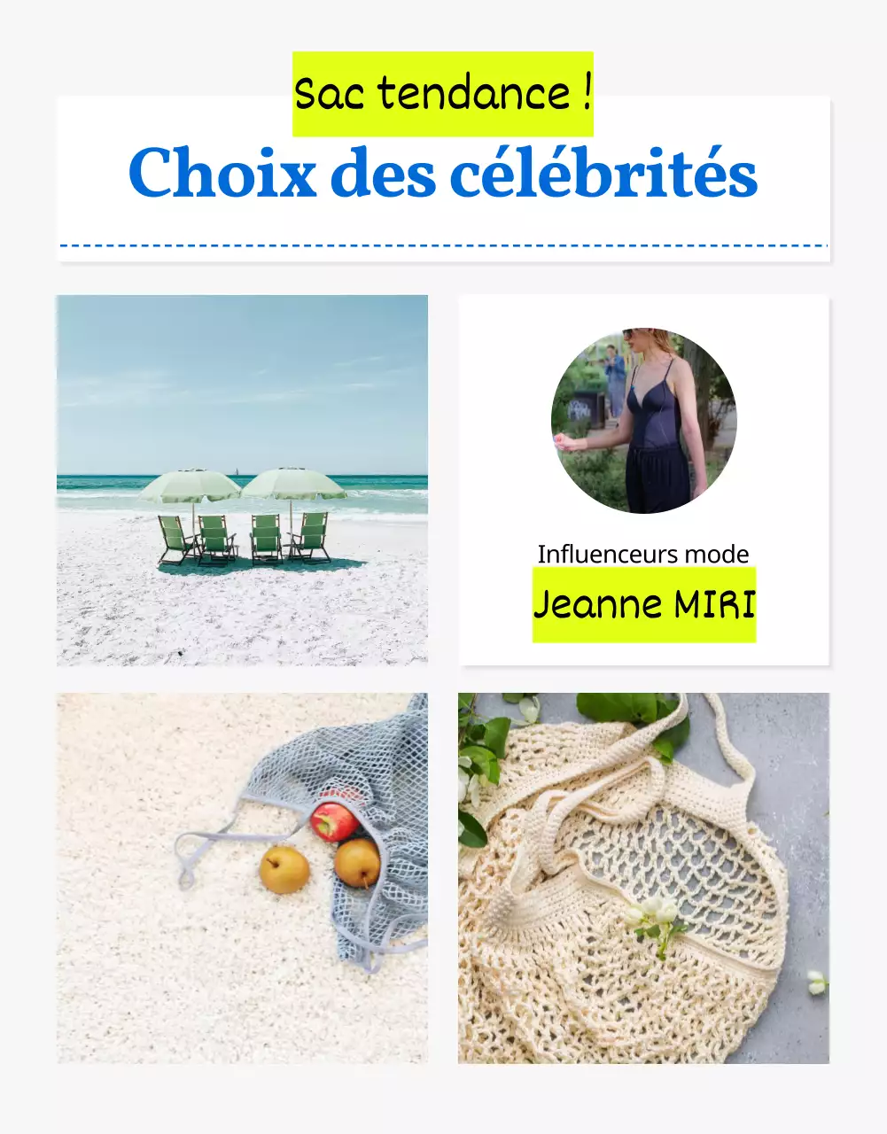 Sac écologique de mode estivale simple en bleu expliqué