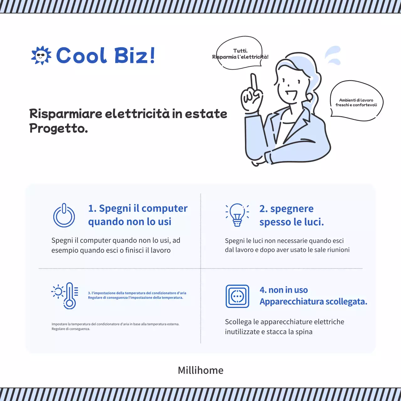 Semplice scrittura collaborativa bianca e blu a risparmio energetico