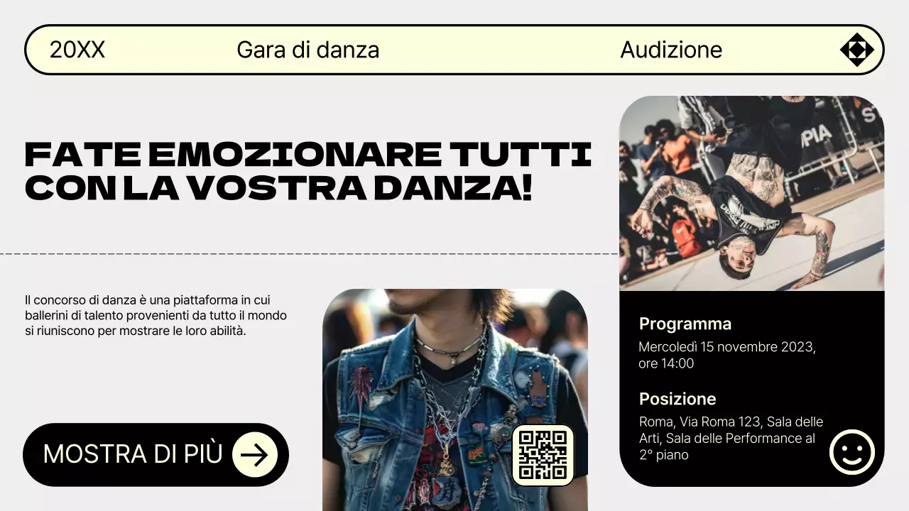 Promuovete la vostra audizione di danza con i colori di tendenza grigio e giallo