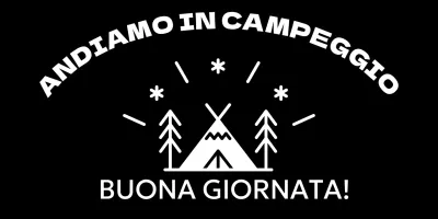 Campeggio luminoso e allegro con illustrazioni del campeggio