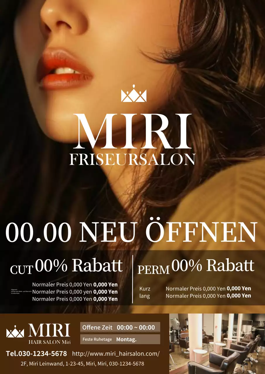 Schlichte und einfache Friseuranzeige in Braun