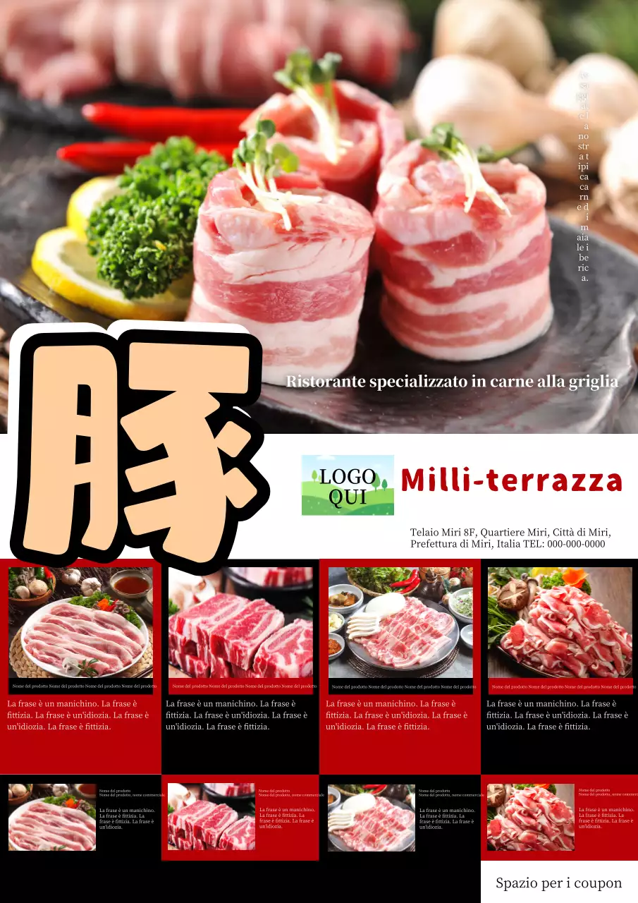 Una semplice pubblicità bianca e rossa per una salumeria