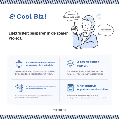 Eenvoudig wit en blauw stroombesparend samenwerkingsschrift