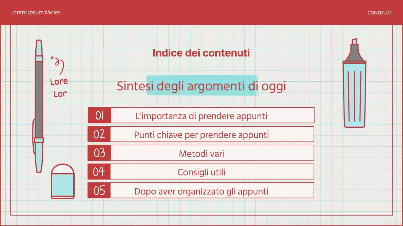 Una guida per prendere semplicemente appunti in azzurro e blu