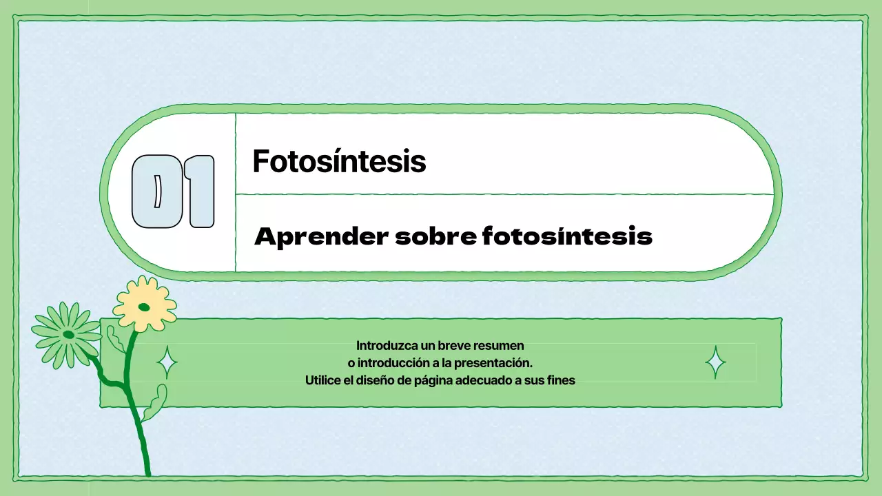Recursos educativos sobre fotosíntesis en chartreuse y azul claro