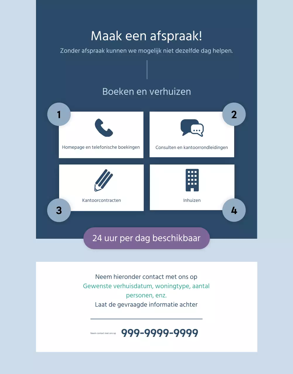 Een blauw-witte coworkingruimte promoten