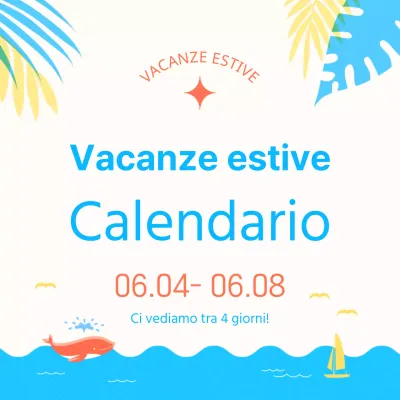 Un semplice annuncio di vacanze estive in giallo e blu