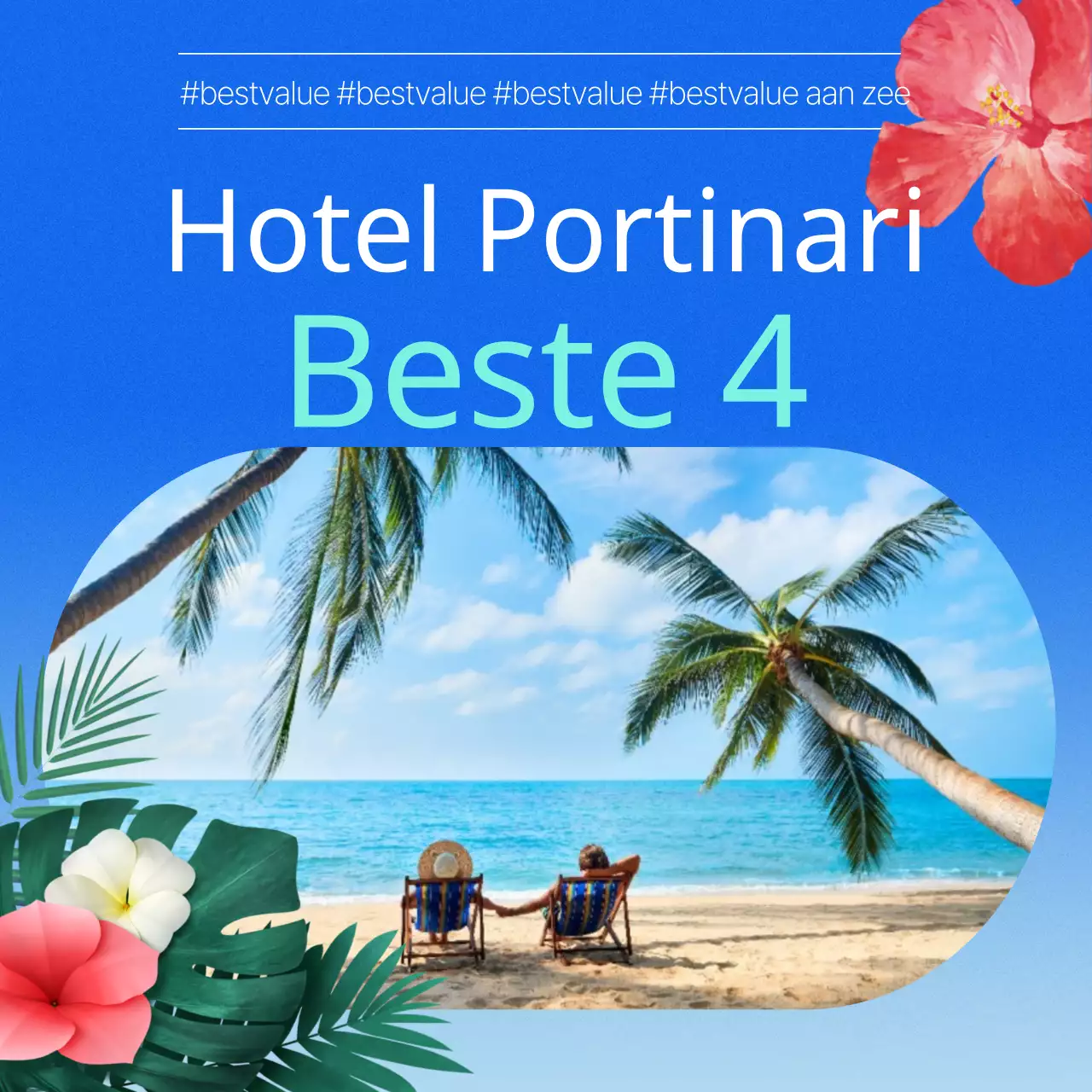 Promoot je tropische hotel in blauw en lichtblauw