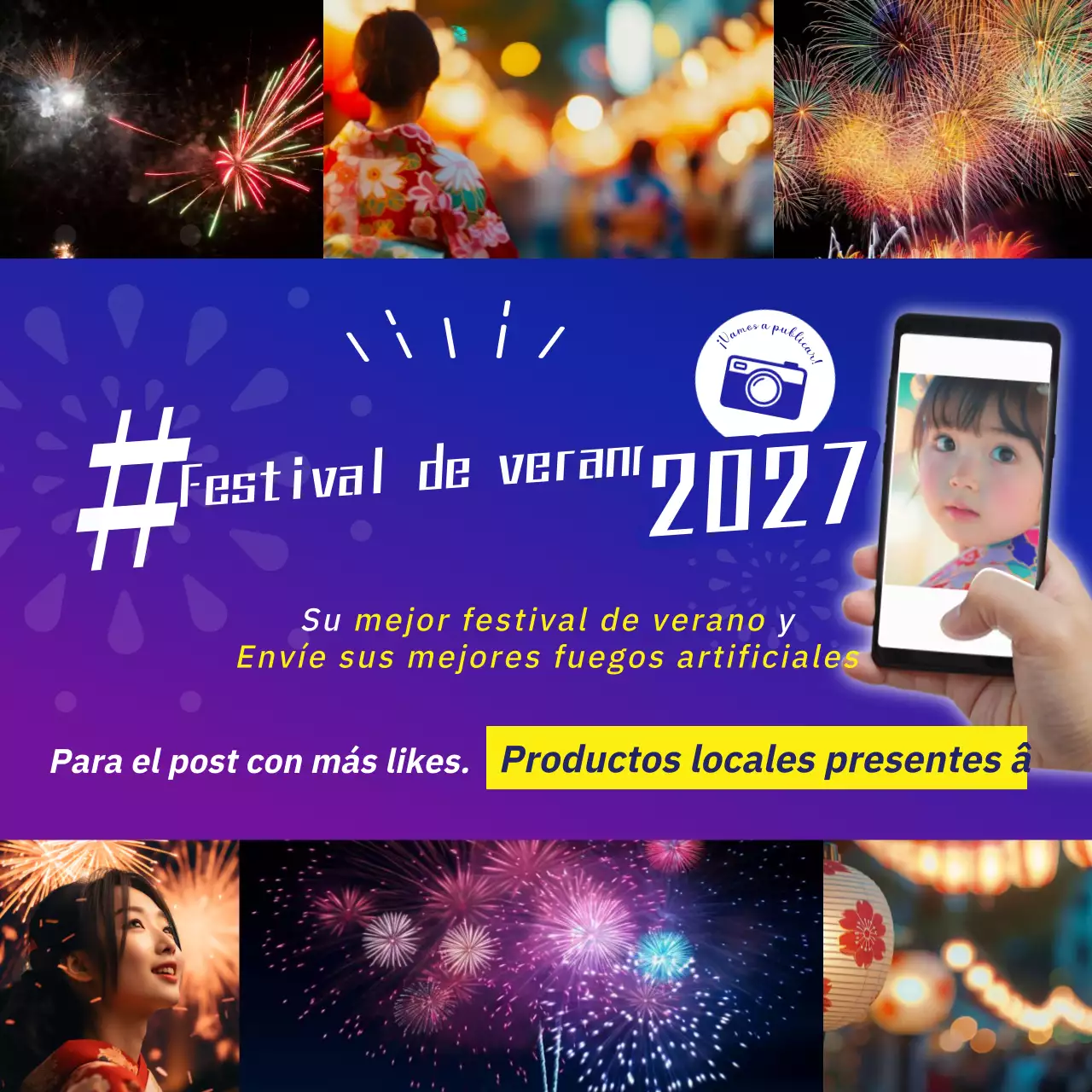 Promover los fuegos artificiales festivos de color púrpura y vistoso