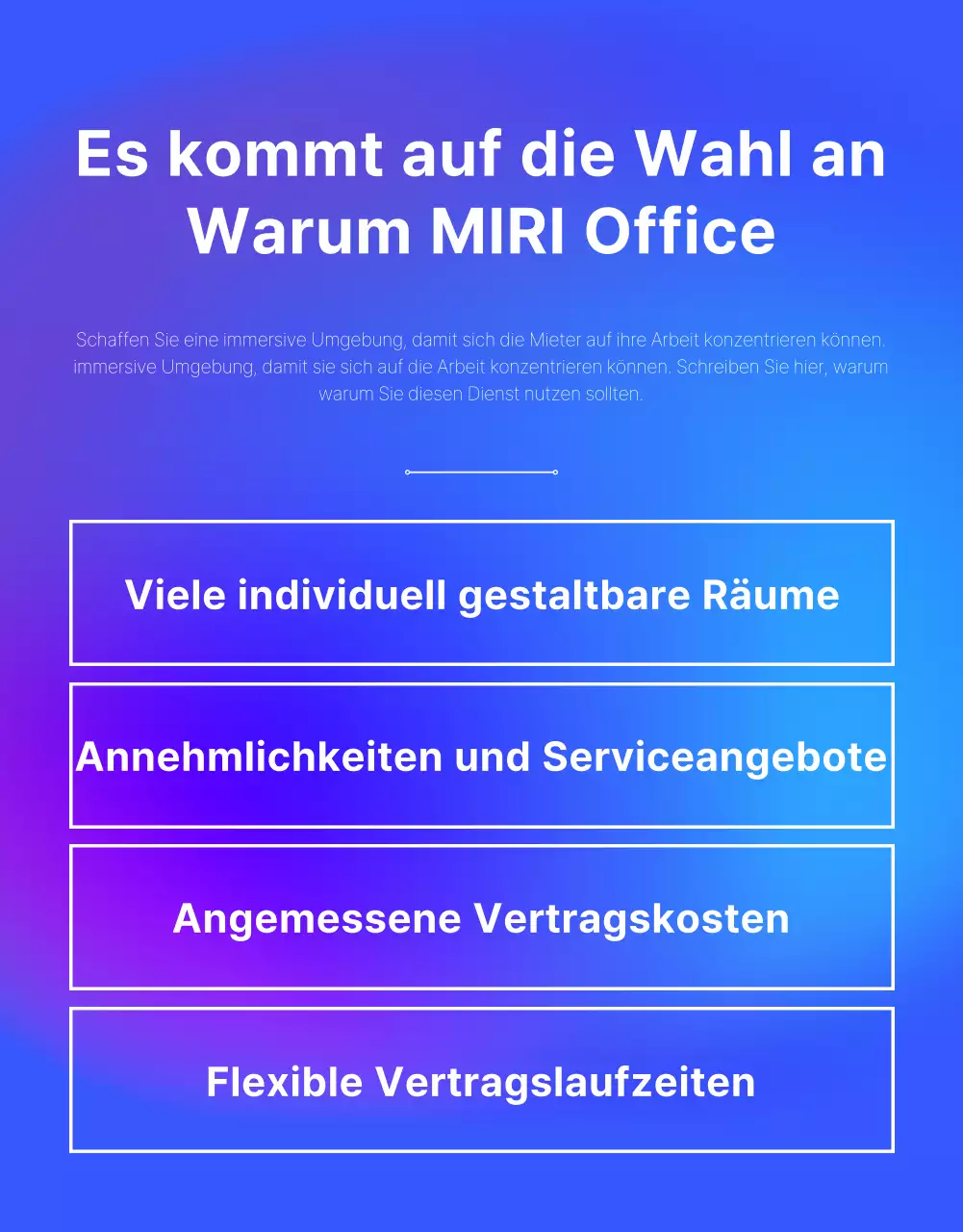 Förderung der modernen Bürogemeinschaft von Blue