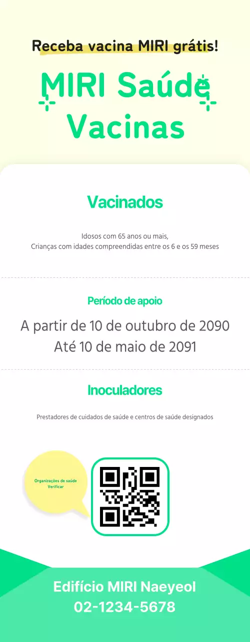 Avisos de vacinação sanitária amarelos e verdes