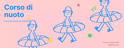 Promuovere centri di nuoto e di educazione fisica per bambini di colore blu e rosa.