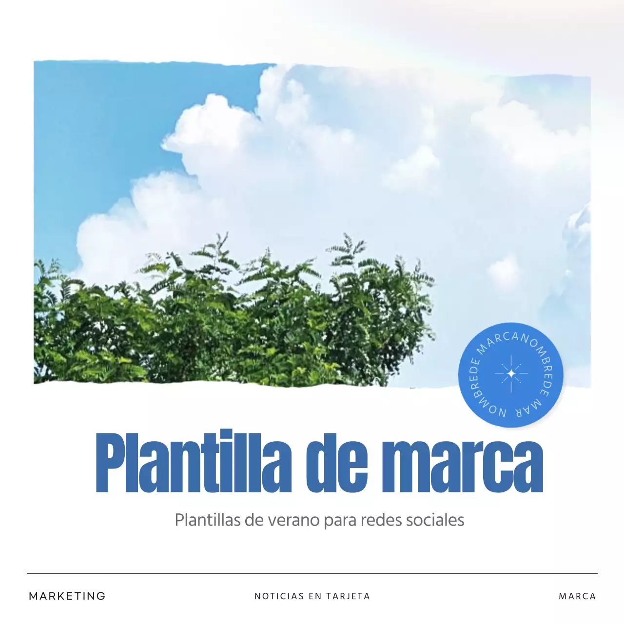 Marketing de marca sencillo y veraniego en azul