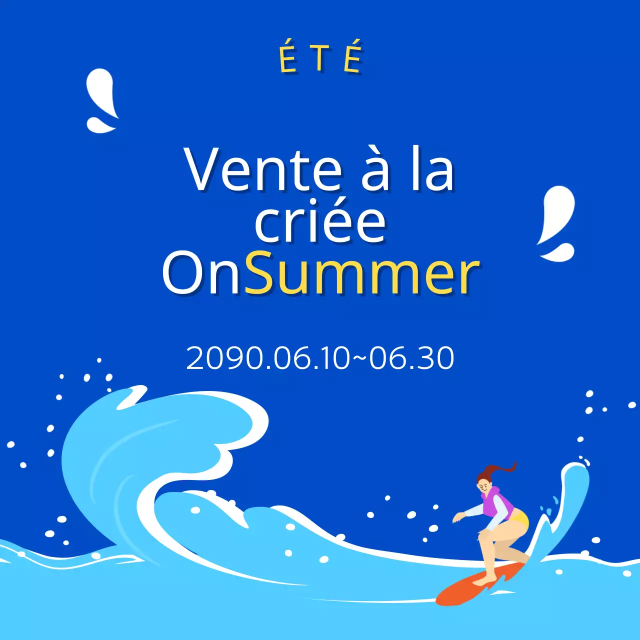 Une collection de vignettes d'événements estivaux tendance en bleu clair et en bleu