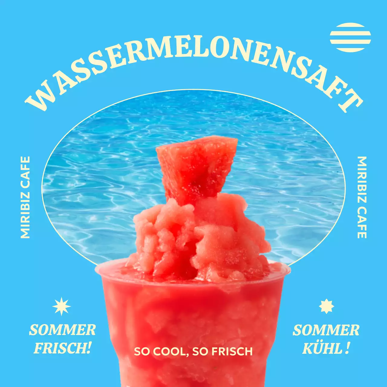 Wassermelonensaft-Banner für einen kühlen Kopf im Sommer