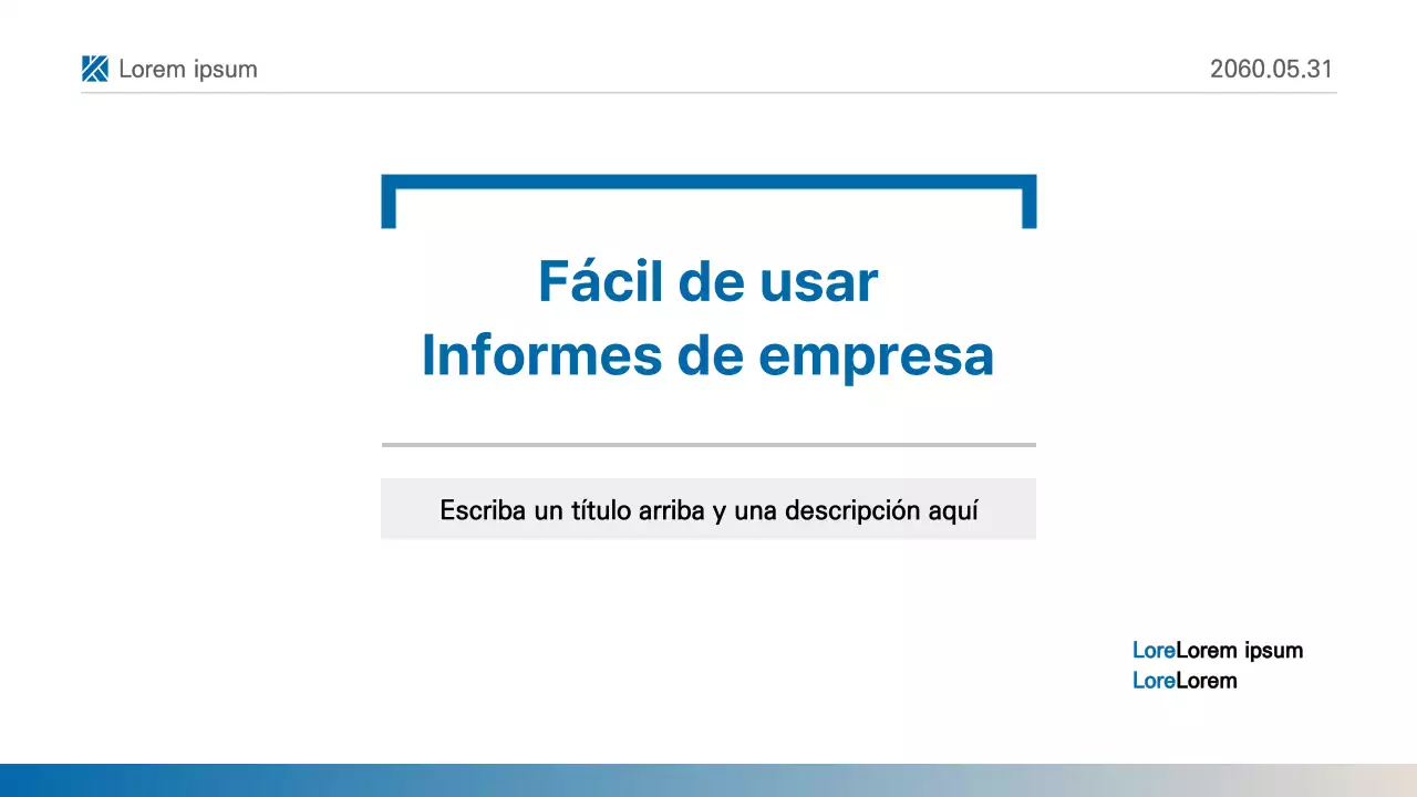 Una sencilla presentación de informe imprimible en azul y blanco