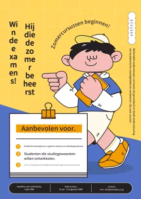 Promotie van de zomervakantiespecials van de school in geel en blauw