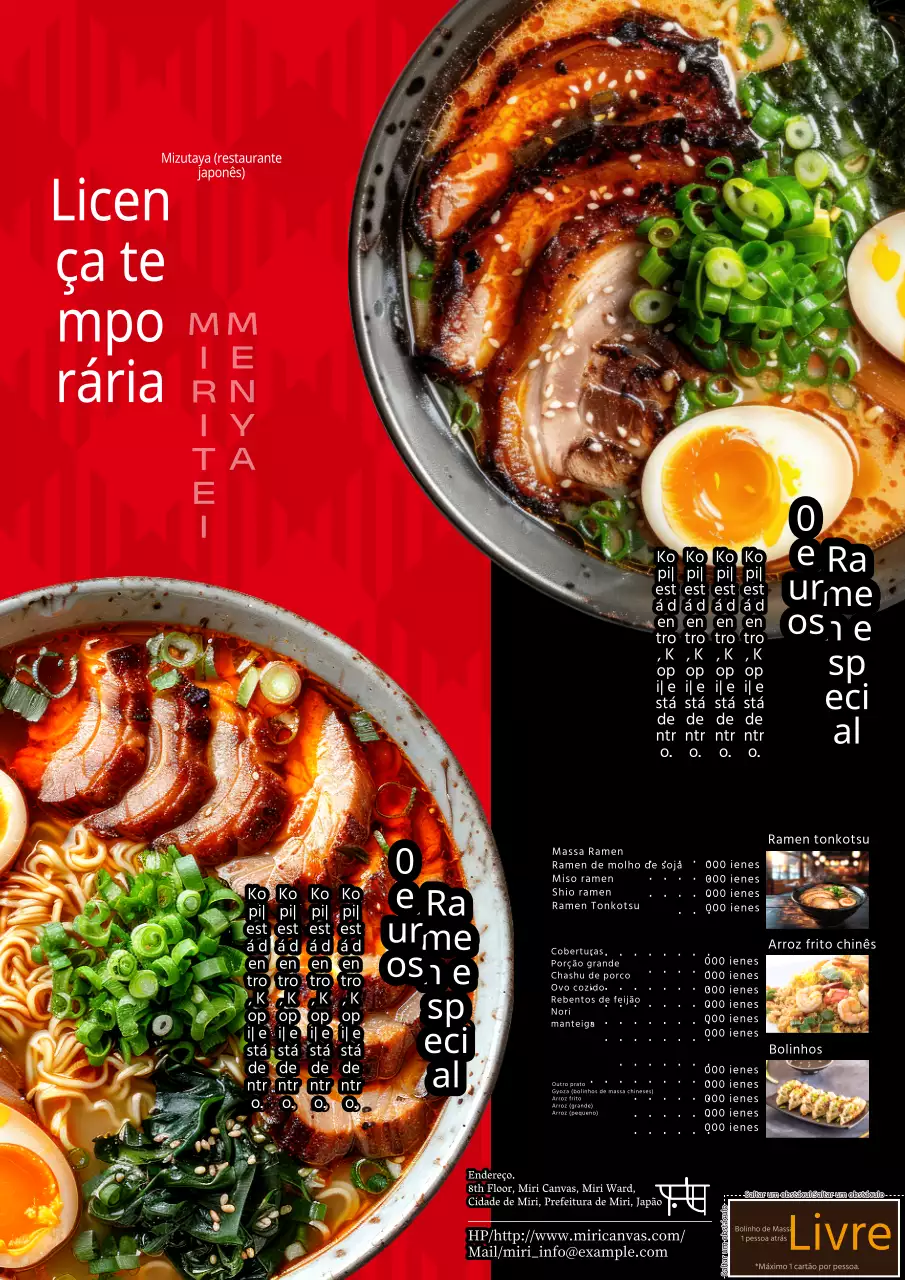 Anúncio no quadro do menu de uma loja de massas com um simples cupão vermelho e preto