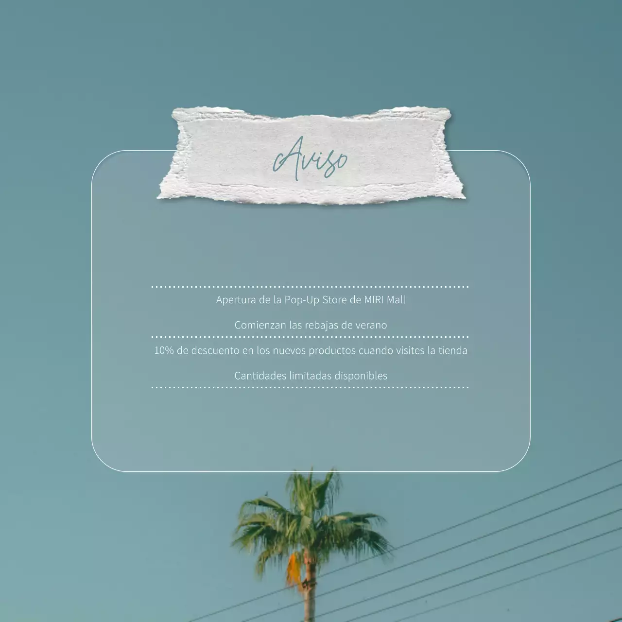 Anunciamos la apertura de una sencilla pop-up store de verano en azul claro y blanco