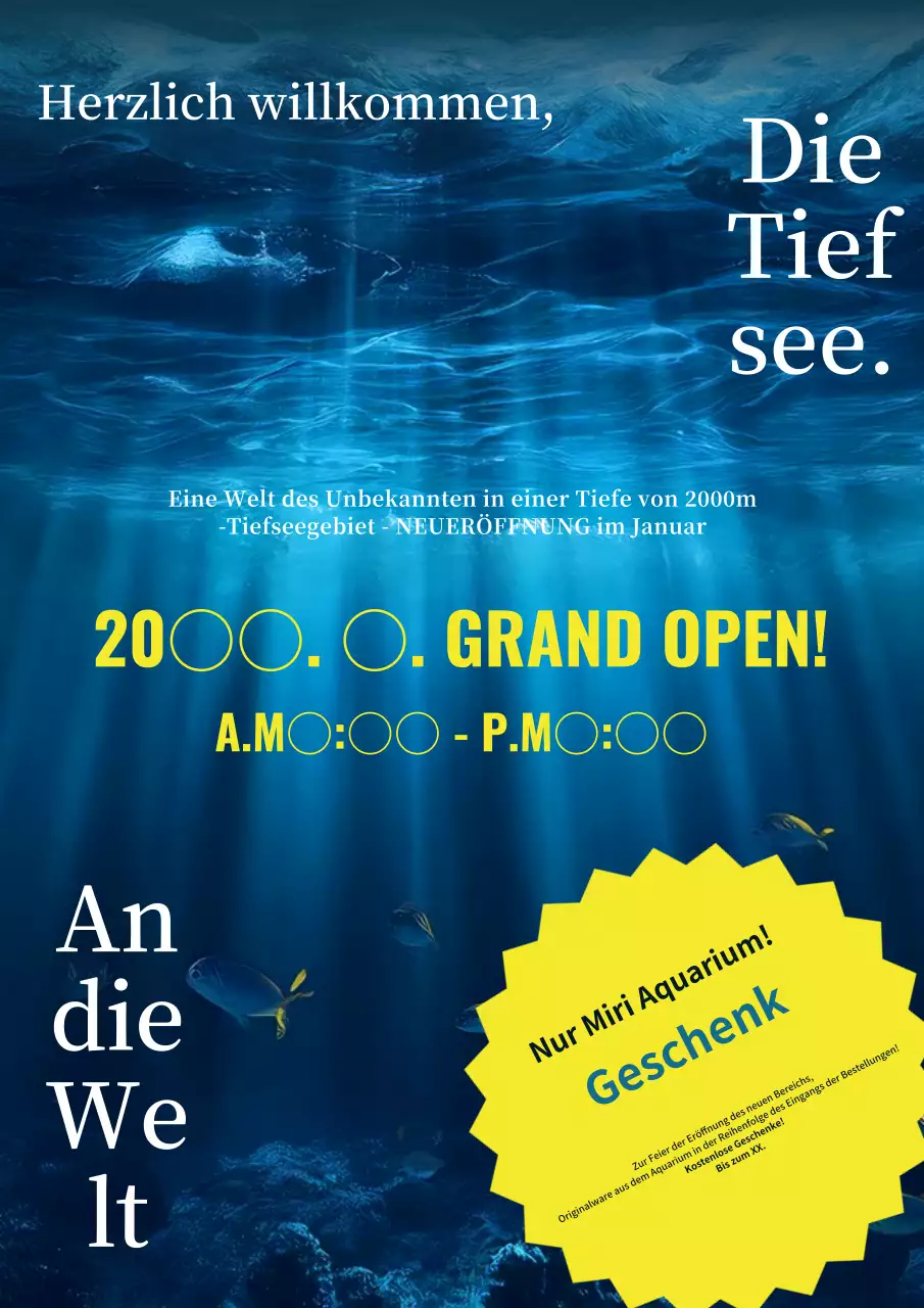 Förderung der Eröffnung eines neuen Bereichs im Natural History Aquarium der Marine