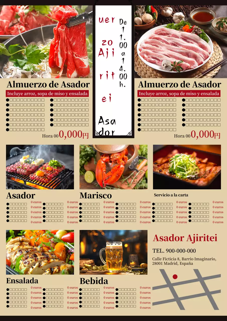 Anuncio de comida rústica y tradicional a la parrilla de Béjoux