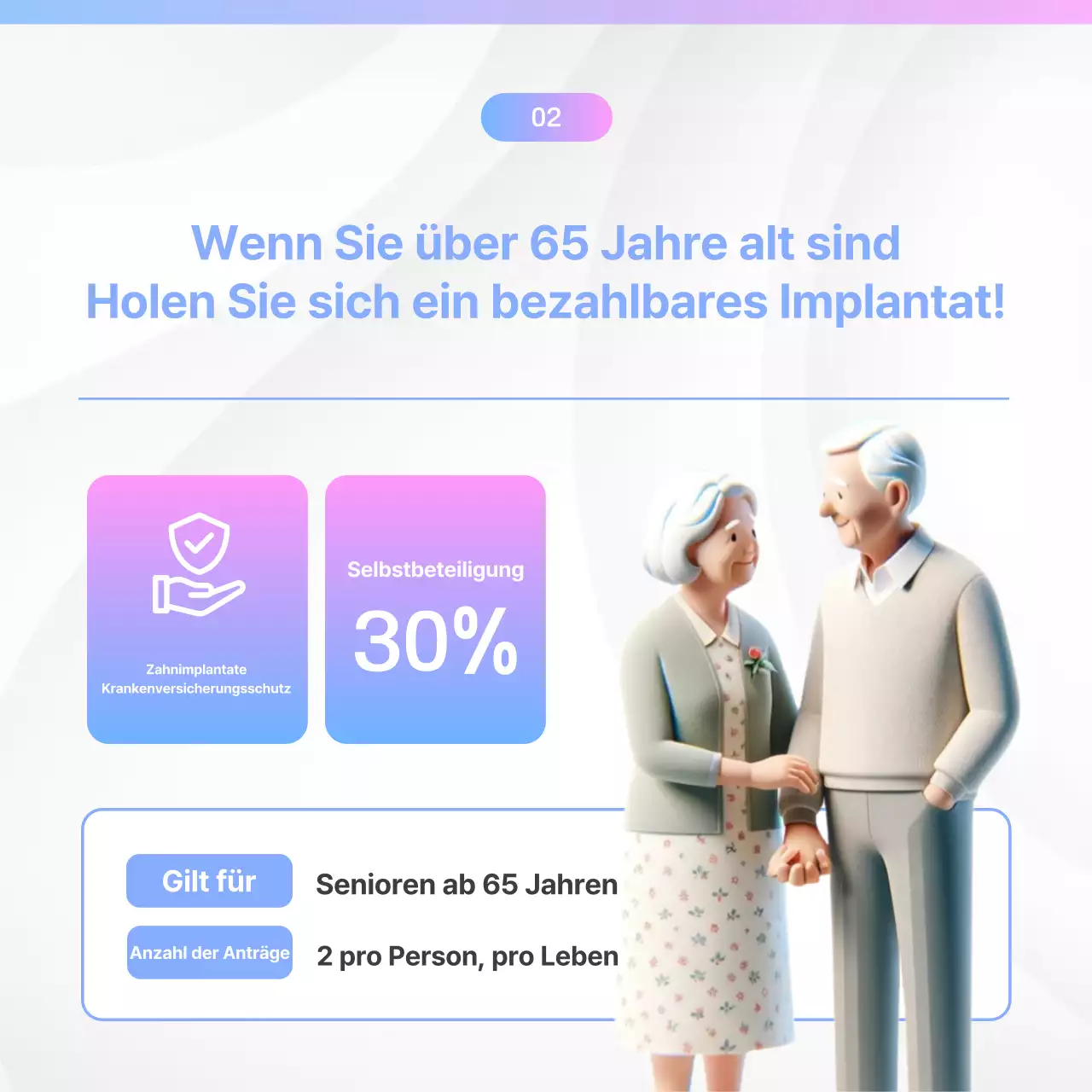 Kitschige Zahnarztwerbung in Hellblau und Rosa