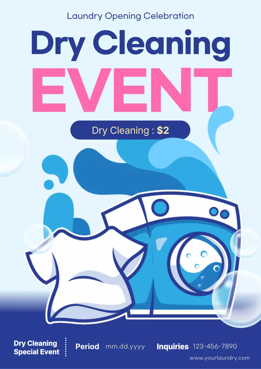 Blue Modern Laundry Promotion Poster