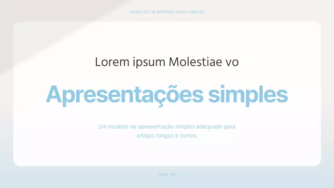 Proposta de apresentação simples em azul claro e branco