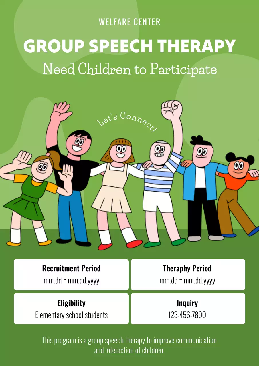 Green Animation Therapy Announcement Poster