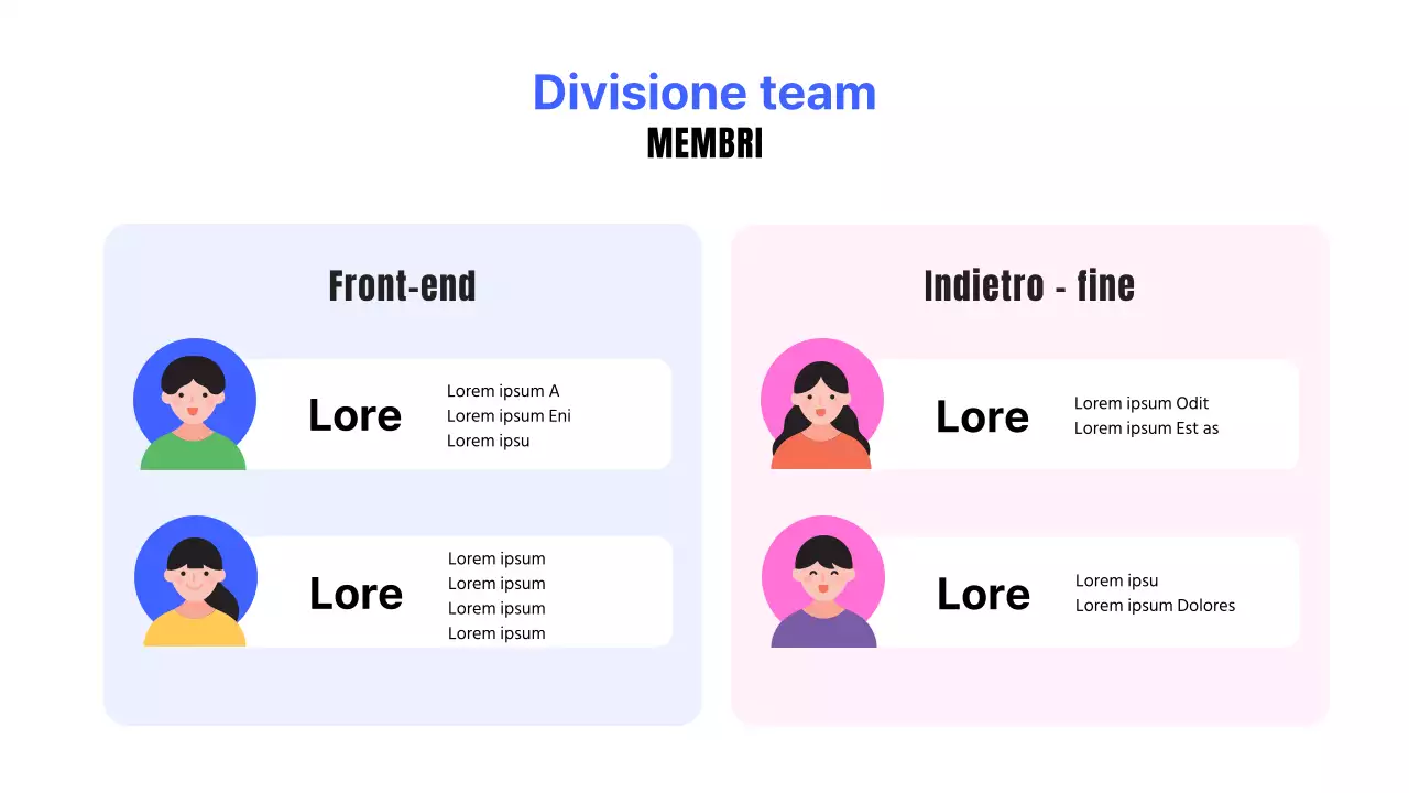 Un semplice brief di progetto di sviluppo web in blu e rosa