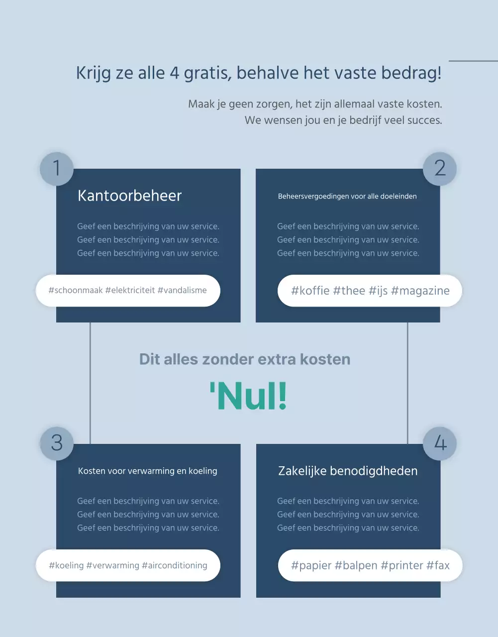 Een blauw-witte coworkingruimte promoten