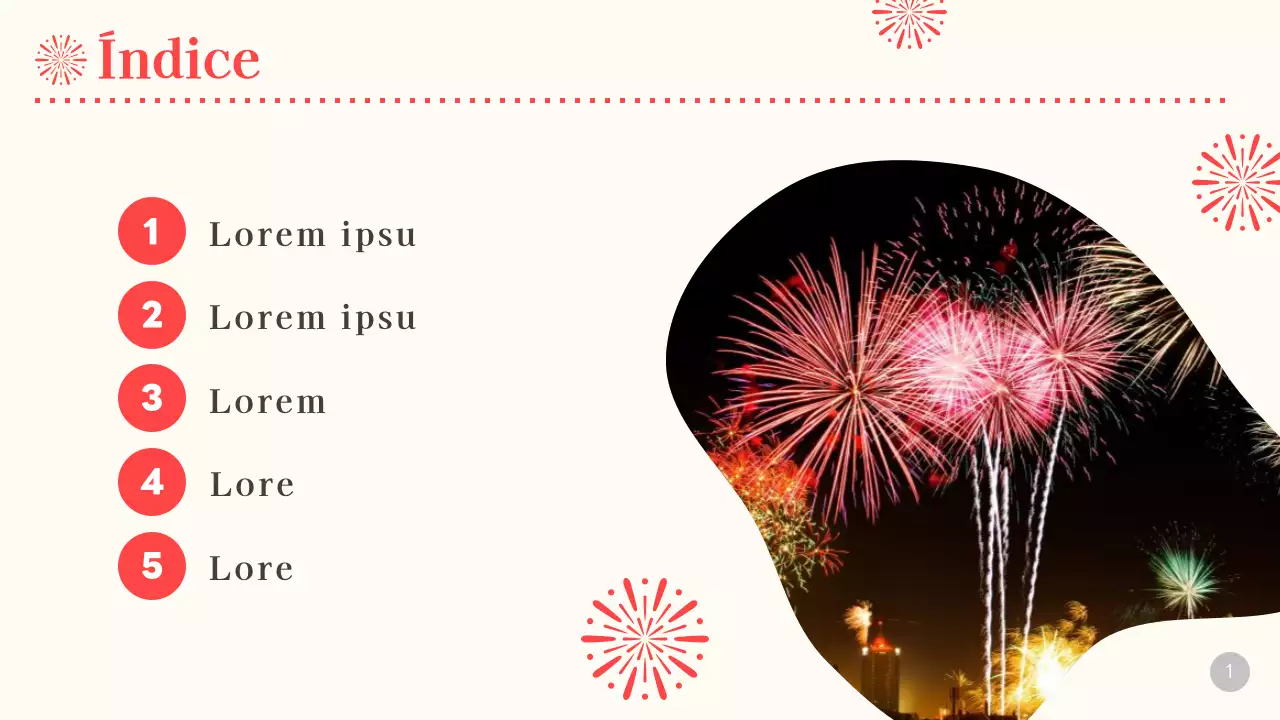 Planear un gran espectáculo de fuegos artificiales en beige y rojo