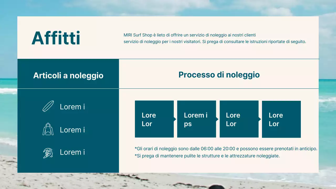 Il layout del negozio di surf alla moda in blu