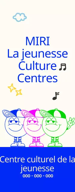 Centre culturel pour la jeunesse, lumineux et mignon, avec des personnages jeunes