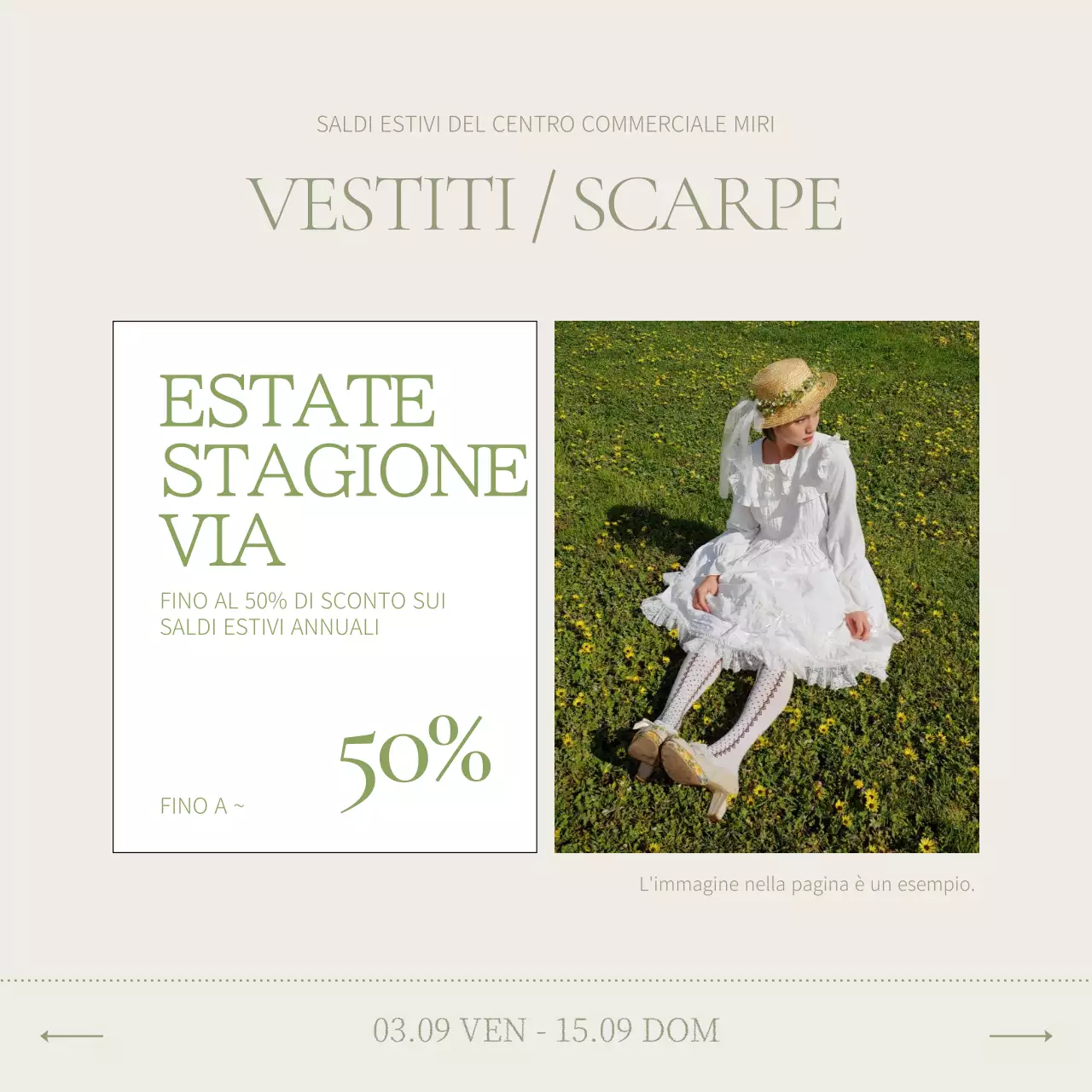 Un semplice annuncio di vendita di ispirazione estiva in chartreuse e avorio