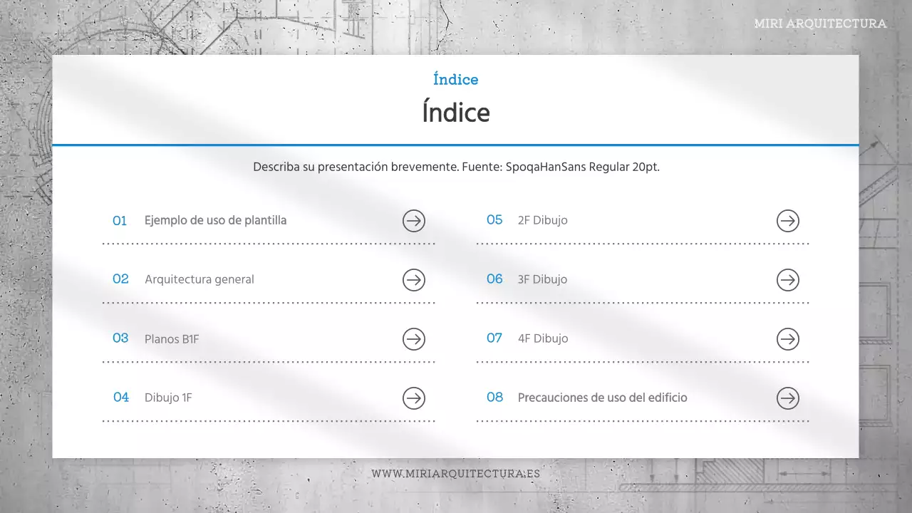 Informe de diseño arquitectónico sencillo en azul y gris