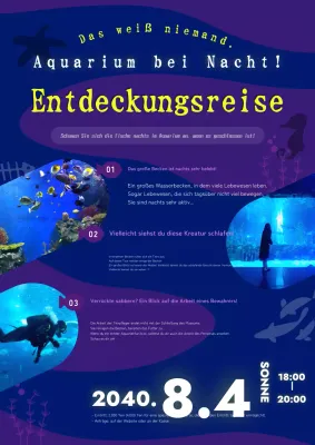 Navy and Purple Mystery Aquarium Tour Ankündigung