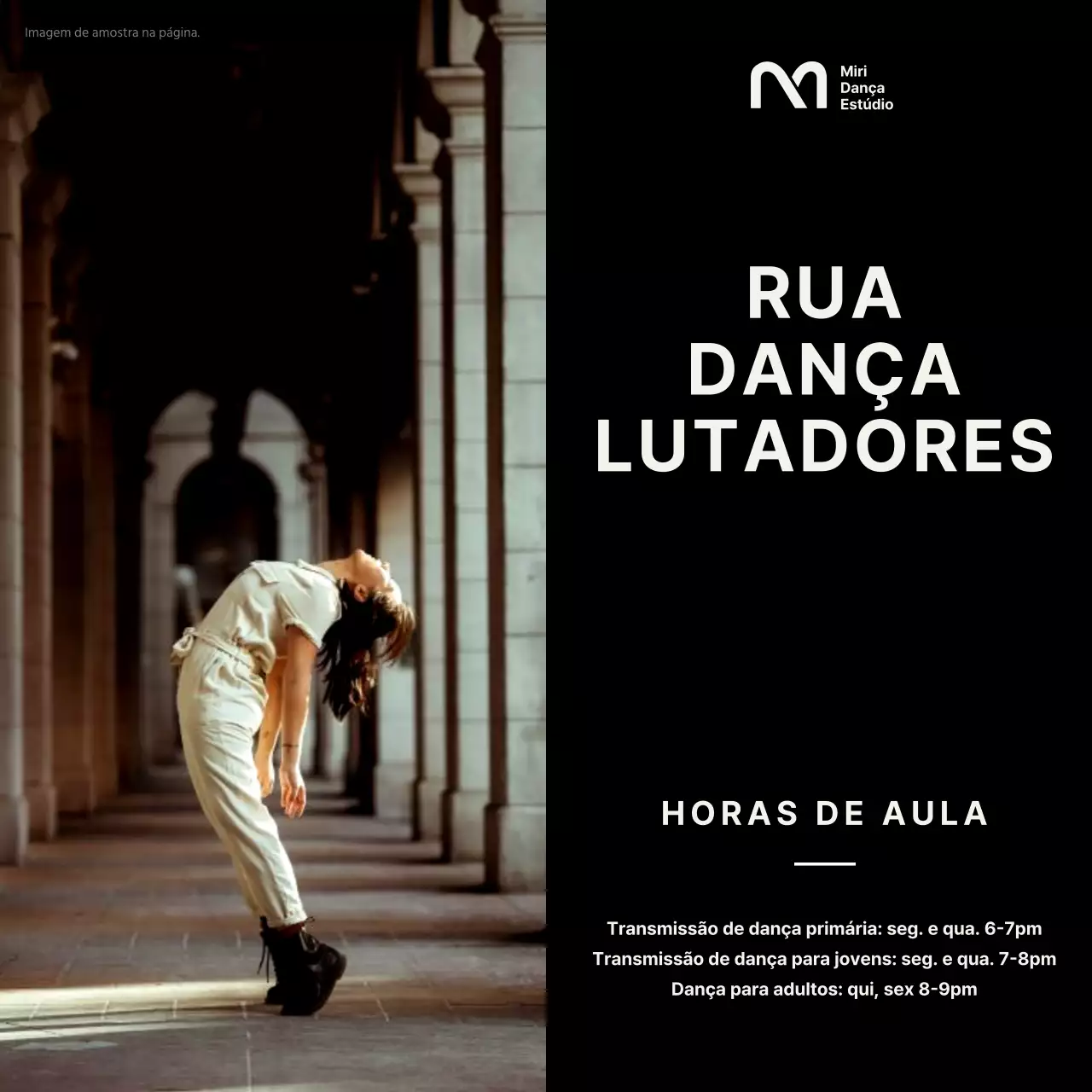 Promover aulas de dança moderna a preto e branco