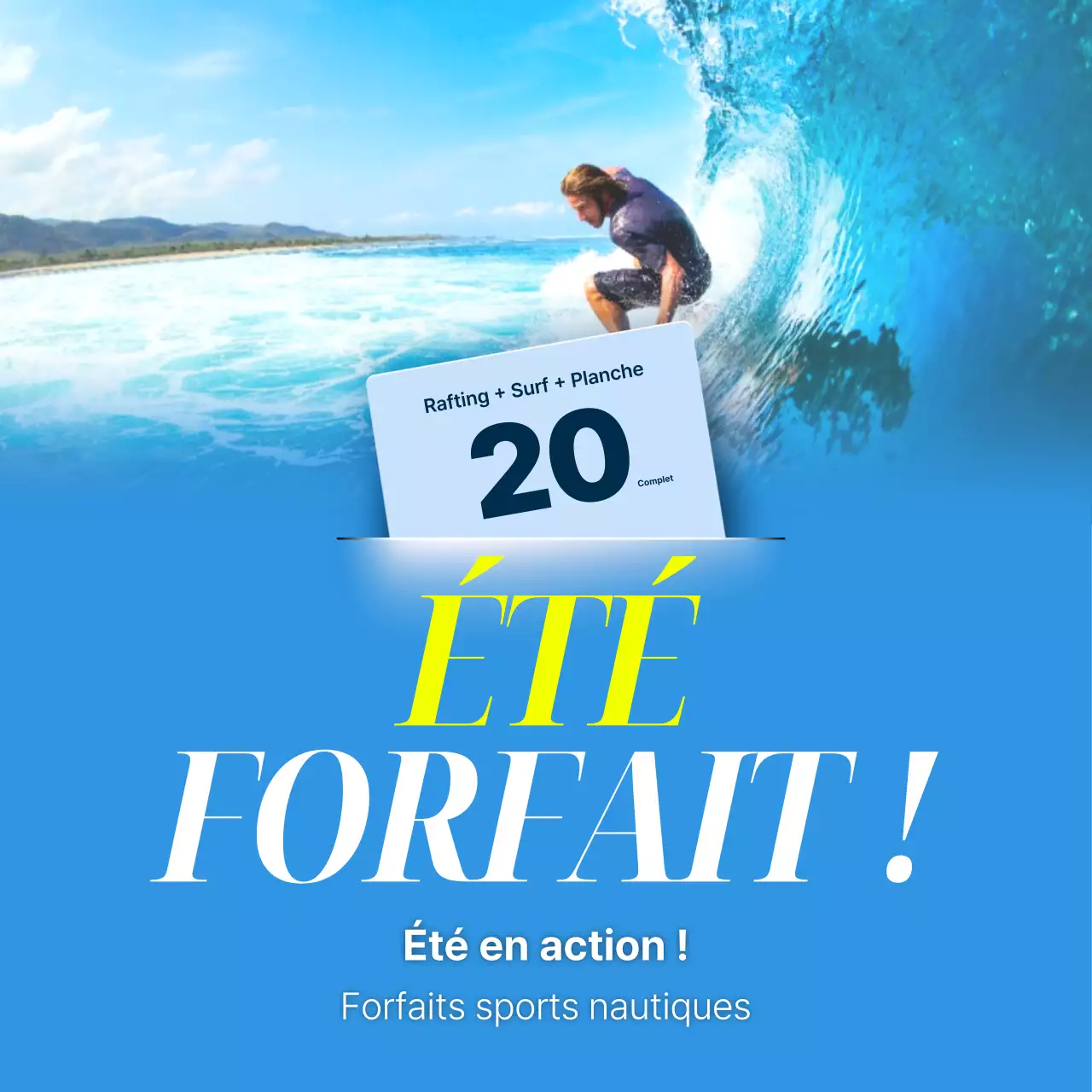 Promouvoir les cours de sports nautiques avec des accents bleus et jaunes