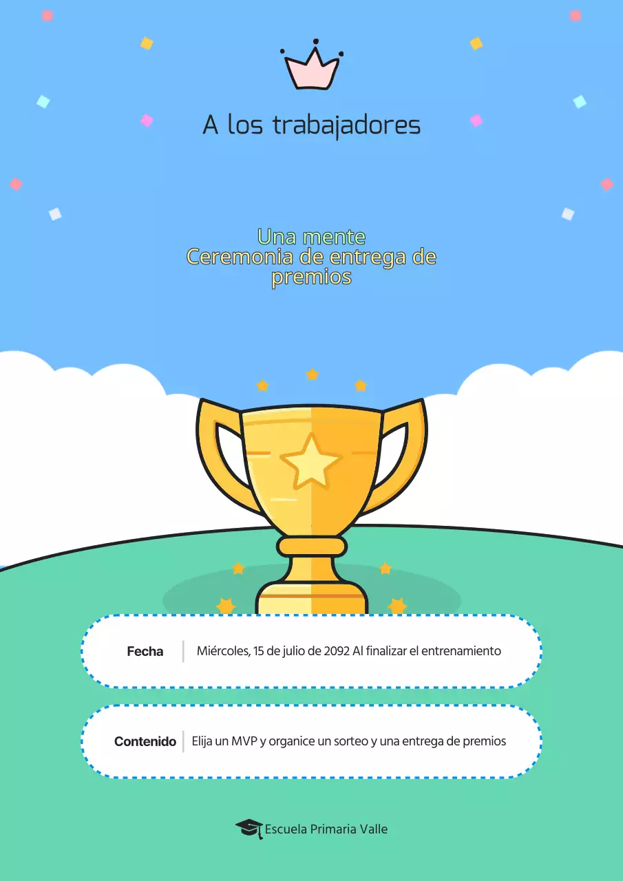 Guía de la jornada deportiva amarilla y azul