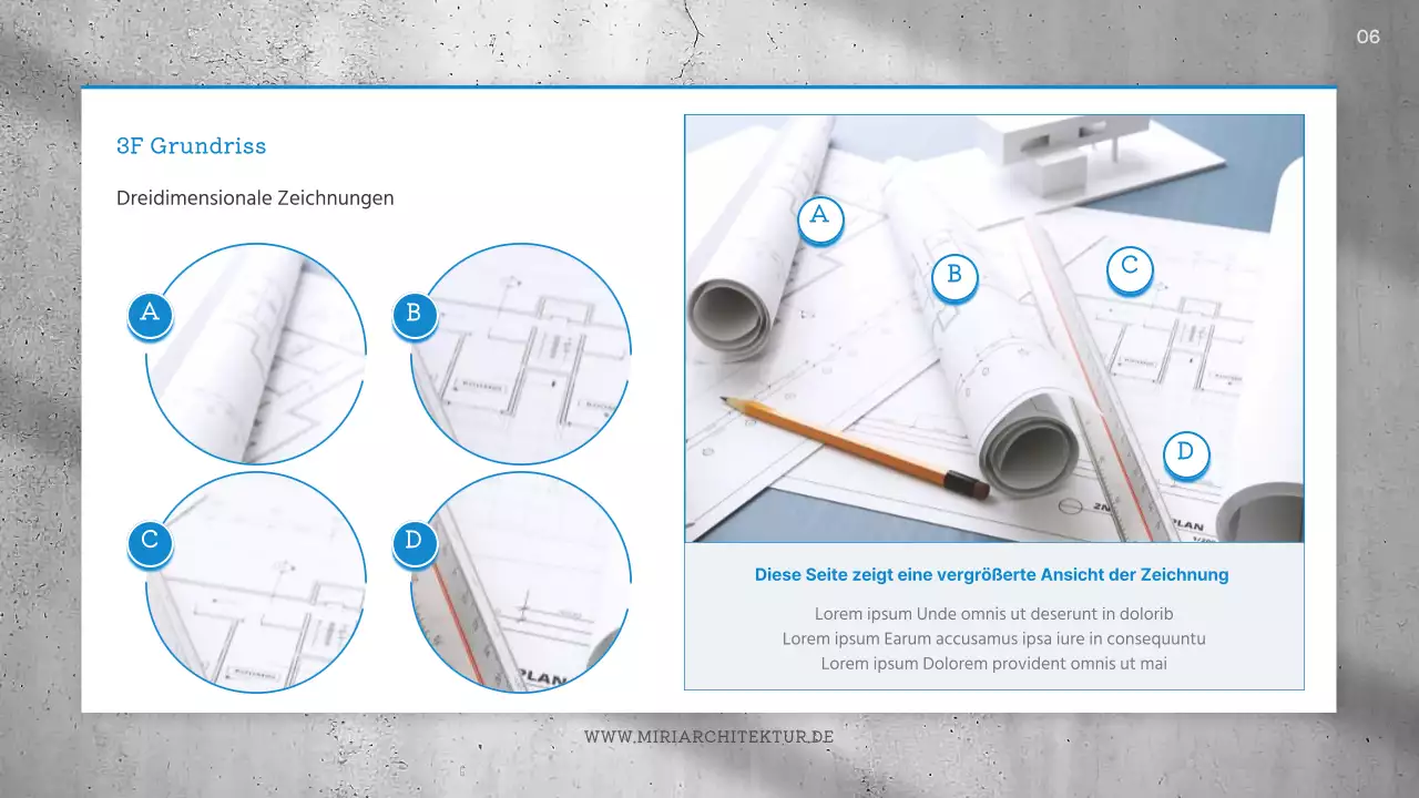 Schlichter architektonischer Gestaltungsauftrag in Blau und Grau