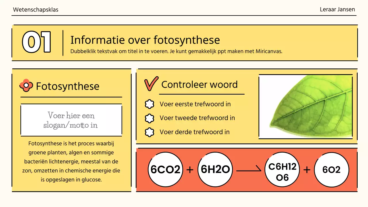 Fotosynthese in een knal oranje en groen