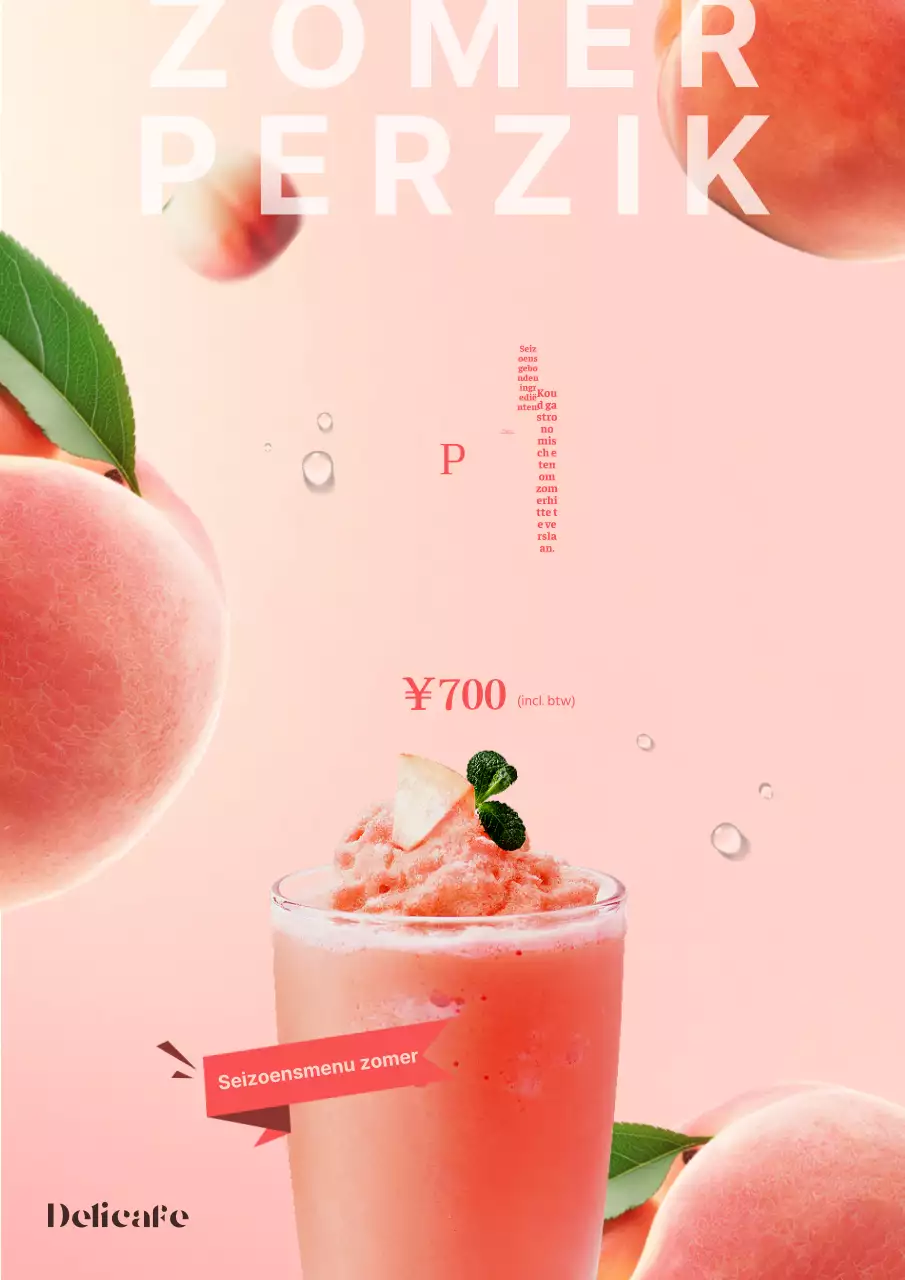 Promoot een trendy zomerdrankmenu met rode en roze kleuren